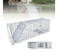 Piège de Capture Animaux 62x19x22 cm - Cage Trappe Pliable en Fil de Fer Galvanisé avec Poignée Piège - pour Ratons Laveurs, Martres et Chats - Installation Facile et sans Danger pour Animaux