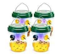 Piège Frelon Asiatique Solaire avec Lumière LED Automatique - Piège à Guêpes Réutilisable Étanche 4 Entrées en Entonnoir, Attractif Naturel, pour Jardin Terrasse Verger Camping (vert, 4PCS)
