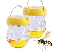 Piege Frelons Exterieur À Suspendre Avec UV Lampe Solaire, Piege A Guepes Frelons Asiatique Mouche De Fruits Moustique Insecte Jardin Balcon, Bouteille Pour Suspendre Liquide Appâts (Jaune 2pièces)