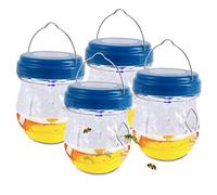 Piege Frelons Exterieur À Suspendre avec UV Lampe Solaire, Piege A Guepes Frelons Asiatique Mouche De Fruits Moustique Insecte Jardin Balcon, Bouteille pour Suspendre Liquide Appâts (Bleu 4pièces)
