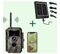 Piège Photographique Wifi Photo 64MP Video 1296P W600 + kit panneaux solaires Gris