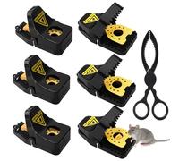 Piège Souris Professionnel Réutilisable, Lot de 6 Mouse Catcher Impact Mouse Catcher Très Sensible avec Boîte à Appât, Efficace pour Cuisines, Jardins, Débarras, Caves