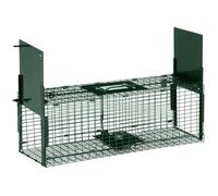 Piège Vivant Cage Attrape 60 x 18 x 20 cm Piège Fouine pour Martres Rats Souris - 2 entrées + poignée - métal vert