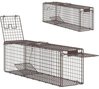 Piège vivant - Cage-piège pour rats - Dimensions 100 x 24 x 30 cm - Deux portes - Cadre en acier - Pour l'intérieur et l'extérieur - Marron