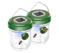 Pièges à abeilles et à guêpes charpentières - Lumières LED à énergie | solaire, attrape-mouches réutilisable, bouteille à entonnoir à insectes suspendue à double entrée, cage d'élimination des fre