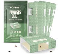 Pièges à Colle pour Punaises de Lit - Paquet de 20 | Piège Antiparasitaire Collant et Tueur de Punaises de Lit | Moniteur et Détecteur pour Punaises de Lit et Autres Parasites d'Intérieur