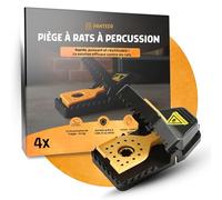 Pièges à Rats à Percussion - Lot de 4 - Force de Frappe 4,5 kg - Durable grâce à l’ABS et au métal - INCL. 1 Paire de Gants - Piège à Rats réutilisable pour Cave, Garage et extérieur