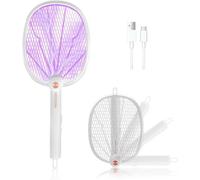 Piégeur électrique anti-moustiques 3-en-1 avec tension de 3 000 V, fonction de recharge USB et rotation à 180 degrés
