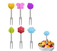 Piekser Fingerfood Lot de 6 fourchettes à fruits, pour enfant, en acier inoxydable, pour fête, pique-nique, boîte à pain, fourchettes à gâteau, brochettes à fruits