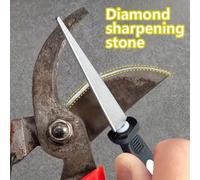 Pierre à aiguiser diamant professionnelle - surface plate à double face, convient pour les ciseaux, outils de jardin et couteaux - corps en métal durable, poignée ergonomique, conception à meulage rap