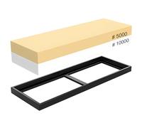 Pierre à aiguiser VECU à aiguiser grain 5000/10000, kit de polissage 2 côtés professionnel pour couverts de cuisine et lames d'extérieur, outils de polissage, support de pierre en caoutchouc inclus