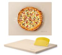 Pierre à Pizza Rectangulaire en Cordiérite-VEVOR-38 x 30 cm-avec Grattoir en PP-1,5 cm d'Épaisseur-pour Four, Barbecue