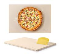 Pierre à Pizza Rectangulaire en Cordiérite-VEVOR-50,8x35,5 cm-avec Grattoir en PP-1,7 cm d'Épaisseur-pour Four, Barbecue