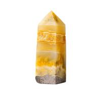 Pierre de citrine - Cristaux jaunes - Prisme hexagonal à facettes - Décoration Reiki pour la méditation et la divination