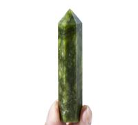 Pierre de jade Xiu naturelle à pointe unique - Prisme hexagonal - Pierre de quartz naturel - Tour de baguette - Décoration d'intérieur - Cadeaux - Ornement en cristal - 7 à 8 cm de haut - 1 pièce