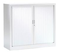 Armoire basse à rideaux monobloc 100 x 120 cm blanche