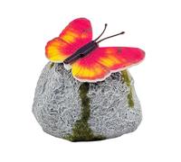 Pierre pour jardin - Galets artificiels lumineux avec papillon LED solaire - Pierres de jardin décoratives pour allée, terrasse, pelouse, intérieur, extérieur, étang, aménagement paysager, cour