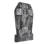 Pierre tombale en polystyrène ""crâne RIP"" 50 cm