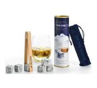 Pierres à glace granit Mont-Blanc ON THE ROCKS - Coffret 6 avec pinces hêtre Bleu