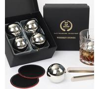 Pierres à whisky en acier inoxydable - glaçons métalliques réutilisables pour hommes (4