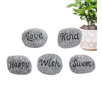 Pierres décoratives pour pots de fleurs - Lot de 5 pierres juteuses | Mini galets en résine - Design de lettres chaudes - Décoration de imperméables - Accessoires de jardin pour
