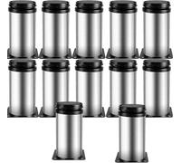 Piètement de meuble modulable en acier inoxydable - Lot de 12 pièces - Dimensions : 10 x 10 cm - Convient aux armoires et aux sièges - Dimensions : 100 x 62 x 50 mm