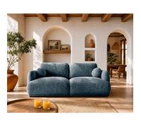Pietro - Canapé droit 3 places en tissu texturé - Bleu Bleu