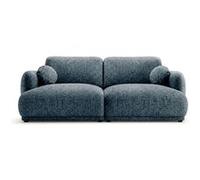 Pietro - Canapé droit 3 places en tissu texturé - Bleu Bleu