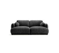 Pietro - Canapé droit 3 places en tissu texturé - Gris Anthracite