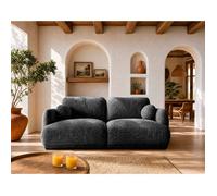 Pietro - Canapé droit 3 places en tissu texturé - Gris Anthracite