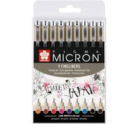 Pigma Micron 05 Callibrated Tip Set Of 9 Colours Water Resistant Ink Size 05 (0.45mm) Pens For Writing, Drawing And Journaling