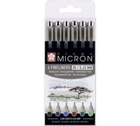 SAKURA Pigma Micron 05 Fineliner Set - Earth Colours - 6 Stylos 0.45 mm Waterproof - Professional Drawing & Illustration