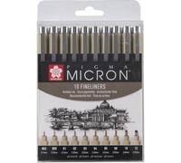 Pigma Micron Callibrated Tips Set Of 10 Permanent And Water-Resistant Black Ink Pens For Writing, Drawing And Journaling