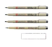PIGMA MICRON Noir 4 Toutes Les Plumes Set 1mm,2mm,3mm, Brush, Made in Japan
