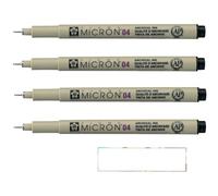 PIGMA MICRON Sakura 04 noir, Pochette de 4 pcs et 1 carte