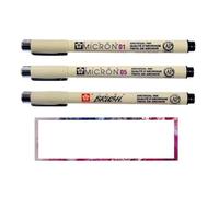 PIGMA MICRON Sakura Pigment Ecriture Pointe Superfine Noir .01.05. Brush [Lot de 3]