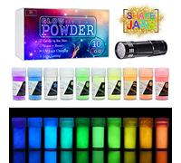 Pigment de Résine époxy Fluorescent avec Lampe UV - Poudre Pigment Résine UV Lumineuse Poudre de Couleur Fluorescente pour Resin, Slime, Ongles, Peinture, Acrylique et Bricolage - 20g x 10 Couleurs
