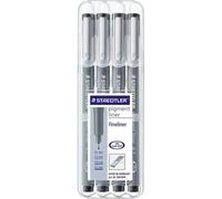 Pigment Liner, Black Pigment Ink Falsifiable, Easel Case With 4 Assorted Pens 0.1/0.3/0.5/0.7mm, 308 Wp4