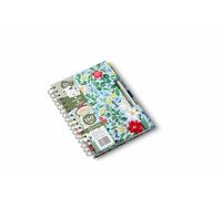 Pigna, A5 Cahier à spirale avec autocollants Nature Flowers,Pochette intérieure et porte-stylo,Couverture rigide,Format 16x21,3 cm,Intérieur 1R,ligné,Papier recyclé 80 g/m²,Fond bleu clair,Pack 1