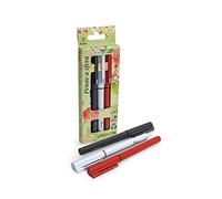 Pigna Stylos à bille Nature Flowers – Blister 3 pièces rétractables avec clip Noir/Bleu/Rouge