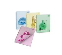 Pigna, Cahier à spirales avec feuilles colorées, 15 x 21 cm, 50 feuilles, 80 g/m², feuilles à rayures, lot de 4 (4 sujets dans le paquet)