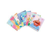Pigna, Cahier Monster Galaxy, couverture en vernis brillant, A4, 21 x 29,7 cm, 42 feuilles 80 g/m², feuilles à rayures avec marges pour troisième année, couvertures assorties, lot de 10
