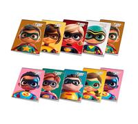 Pigna, lot de 10 Maxi cahier Power Kids, format A4 21 x 29,7 cm, 80 pages + page de garde, papier 80 g/m², intérieur 5M, quadrillage 5 mm