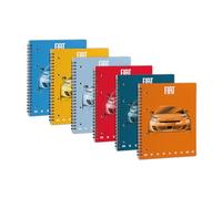 Pigna , Lot de 5 cahiers FIAT 600 spirales 70FF/SH avec trous et microperforation, lignes