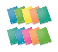 Pigna, Maxi Cahier monochrome FLUO, A4, 80 g, 80 pages + intercalaire, couverture rigide, plastifié mat, intérieur 0C, ligné avec marge, Couleurs assorties, 10