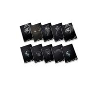 Pigna, Maxi Cahier Monochrome Noir, A4, papier intérieur 100 g/m², 72 pages + mineure, couverture cartonnée brillante/opaque, intérieur 1R, ligné, sujets assortis, paquet de 10