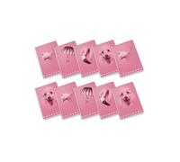 Pigna, Maxi cahier monochrome rose, A4, papier intérieur 100 g/m², 72 pages + couverture, intérieur 0Q, quadrillé 5 mm avec marge, motifs assortis, lot de 10