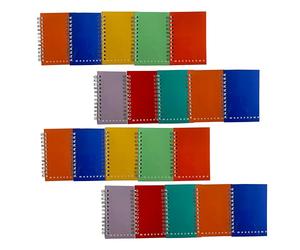 Pigna Mini carnets à spirales monochromes, intérieur 5M, carré 5 mm, sans trou ni microperforation, papier 80 g, couvertures assorties, format 8x12 cm, 20
