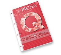 Pigna Quablock Evolutiom Bloc A4, papier 80 g/m², 4 trous avec bande renforcée, 1R à l'intérieur, ligné, idéal pour l'école et le bureau, recharge pour reliure à anneaux, 40 feuilles, 5 pièc.