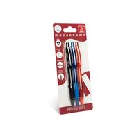 Pigna, stylo à bille monochrome avec mécanisme à clic, blister de 3 unités (bleu, noir, rouge), écriture fluide, idéal pour l'école et le bureau